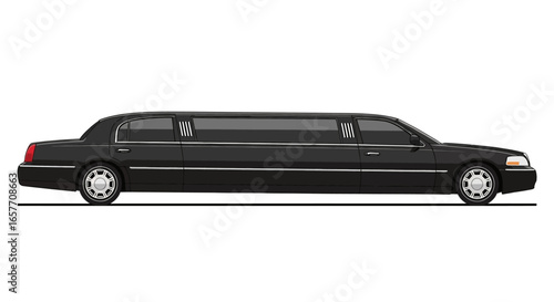Sleek black limousine illustration showcasing luxury transportation and elegant design for upscale events or services