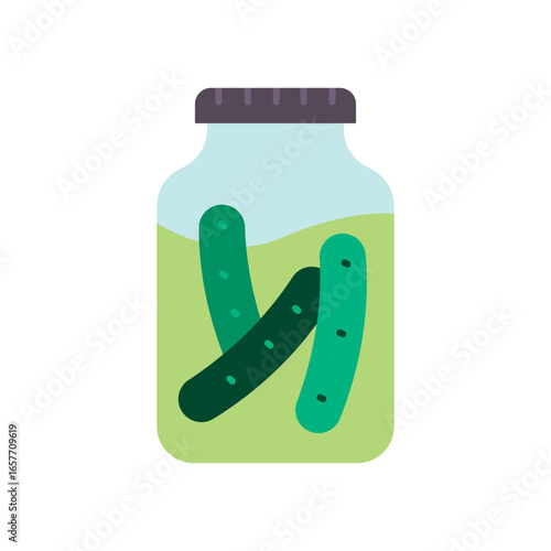 Pickles Food Flat Color Icon: Condiment and Preserved Vegetable