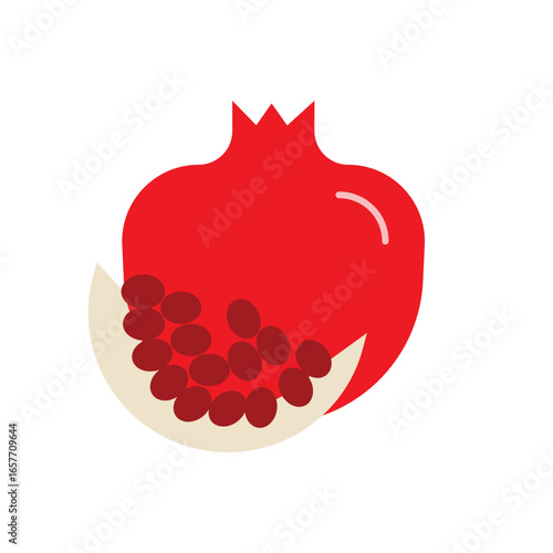 Pomegranate Fruit Flat Color Icon: Healthy Food and Fresh Produce