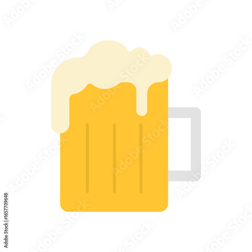 Pint Glass Flat Color Icon: Beer and Beverage