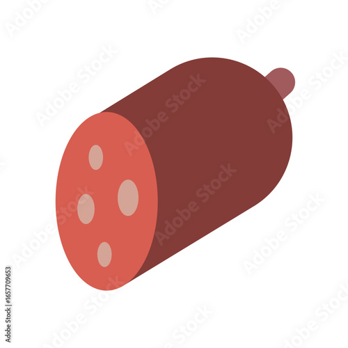 Salami Meat Flat Color Icon: Food and Deli Meat