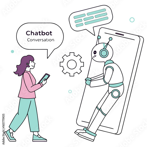 Human and robot chatbot conversation artificial intelligence