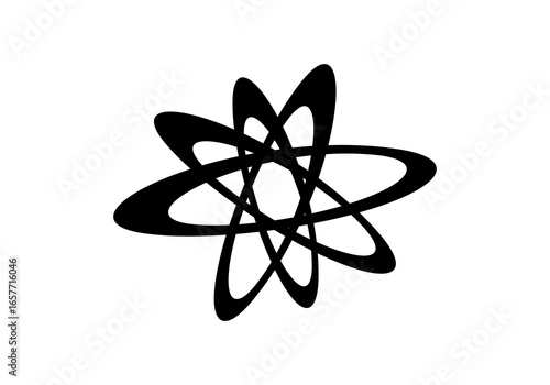 Modern abstract illustration of circular elliptical shapes that twist and overlap each other, forming a dynamic and symmetrical circular pattern.