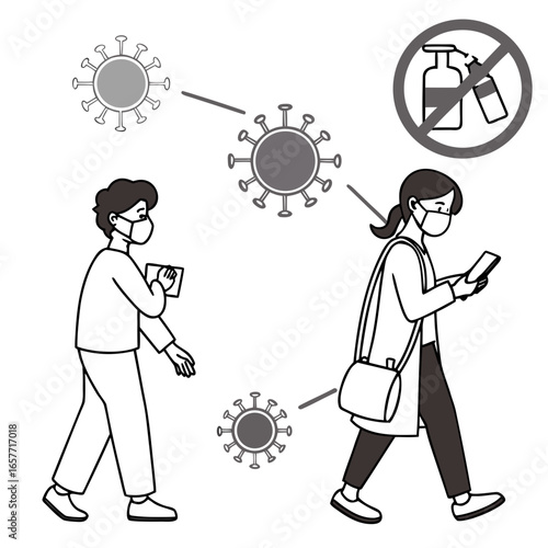 People wearing masks avoiding virus particles covid 19