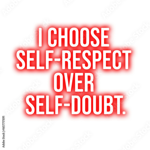 I Choose Self-Respect Over Self-Doubt. Neon Affirmation Typography. 