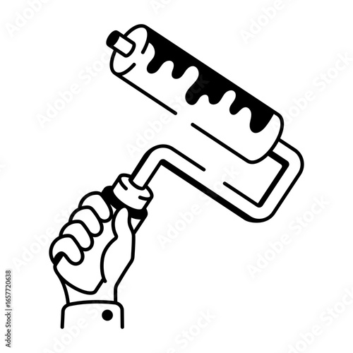 A doodle style icon depicting paint roller
