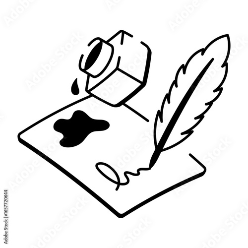 A hand drawn style icon showing ink pot

