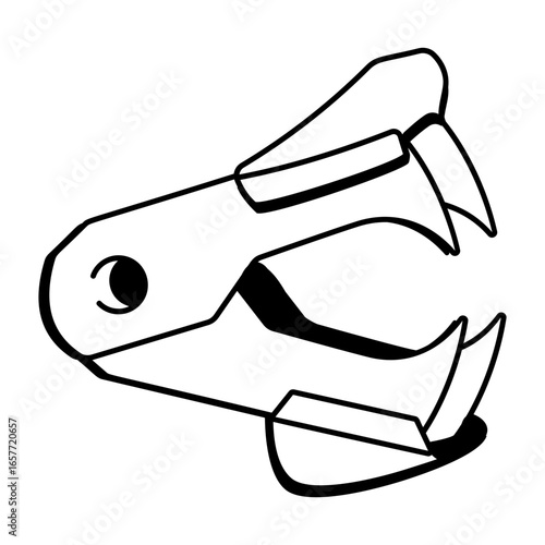 A doodle style icon depicting staples remover
