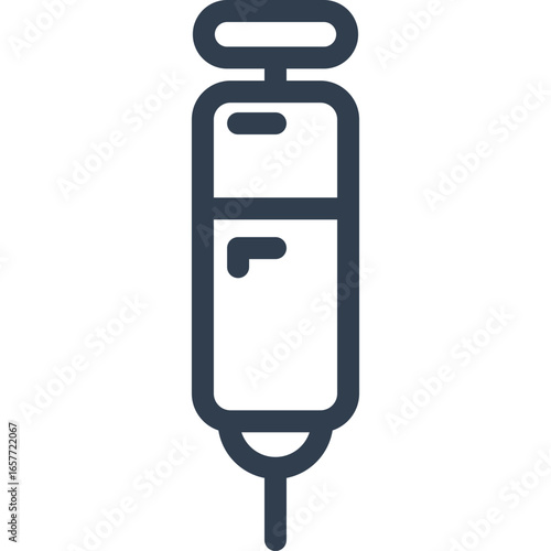 Simple syringe icon for medical treatment and immunization