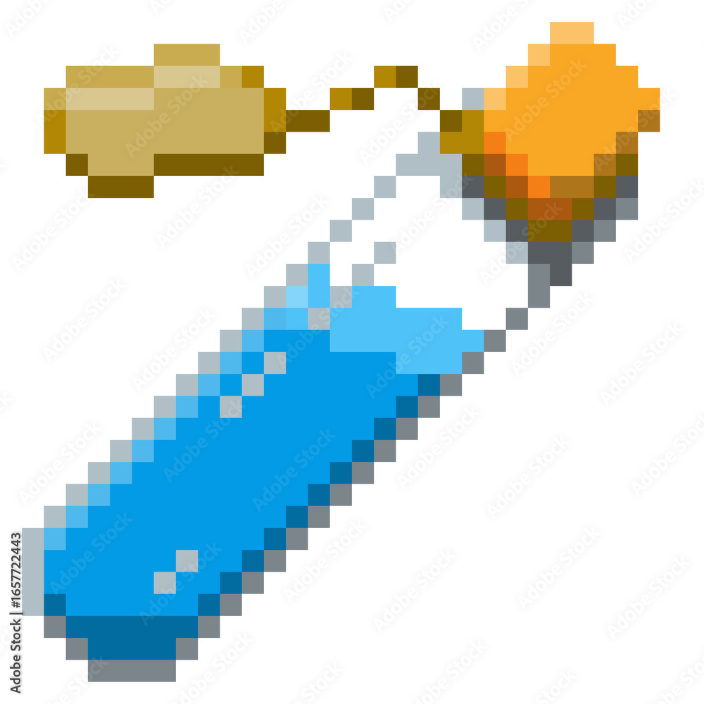 Naklejka premium Game ready 32 bit Small Potion Bottle with label pixel art