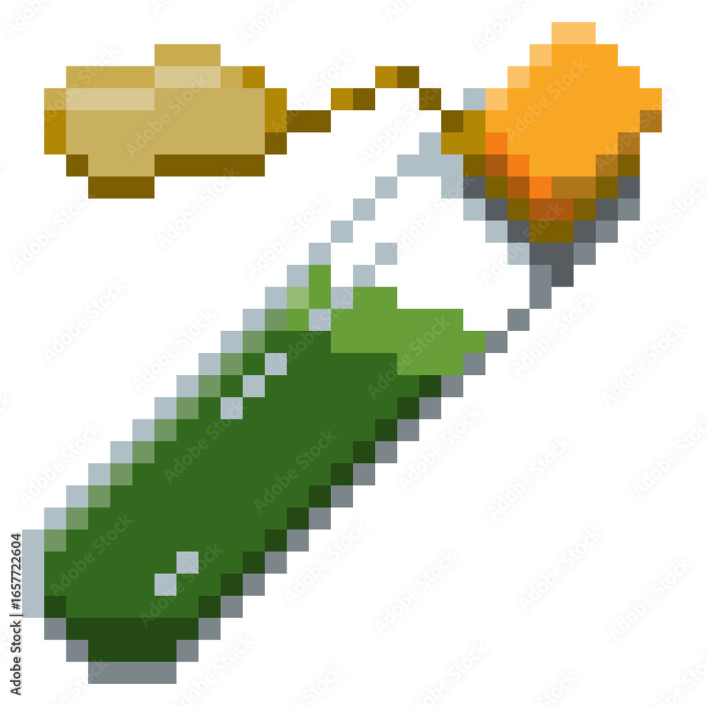 Naklejka premium Game ready 32 bit Small Potion Bottle with label pixel art