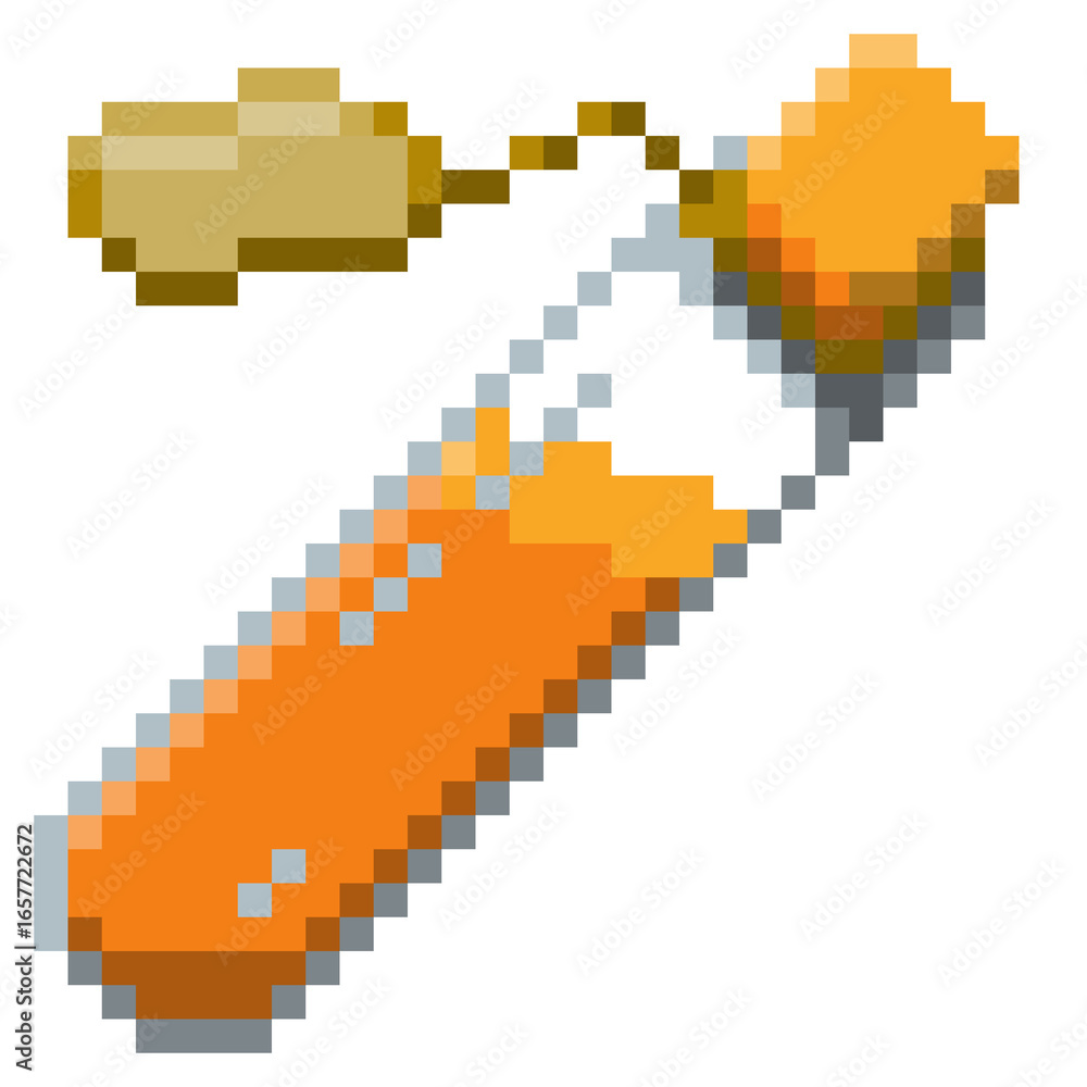 Naklejka premium Game ready 32 bit Small Potion Bottle with label pixel art