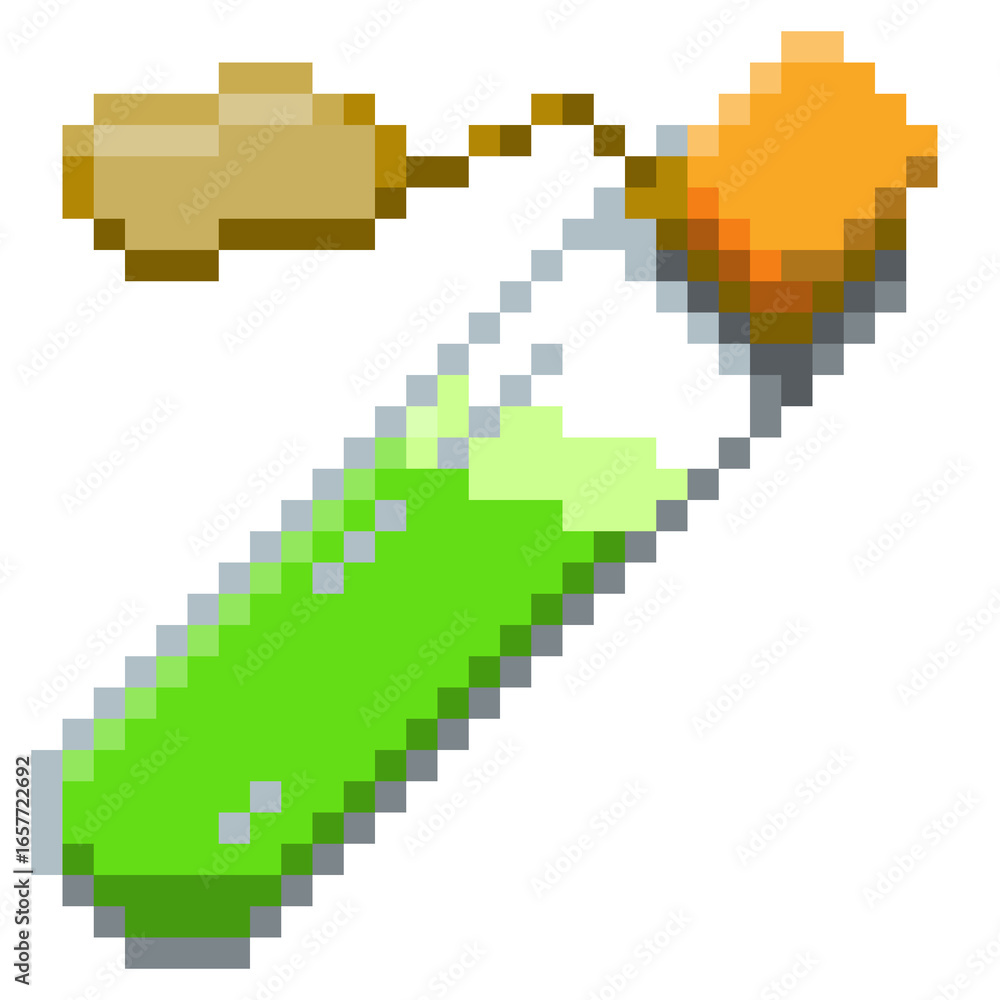 Naklejka premium Game ready 32 bit Small Potion Bottle with label pixel art