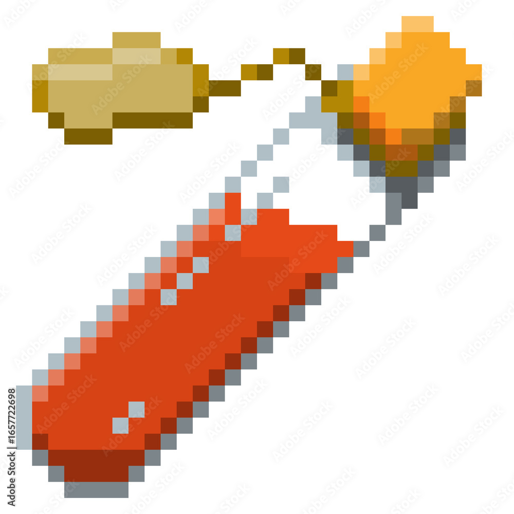 Naklejka premium Game ready 32 bit Small Potion Bottle with label pixel art