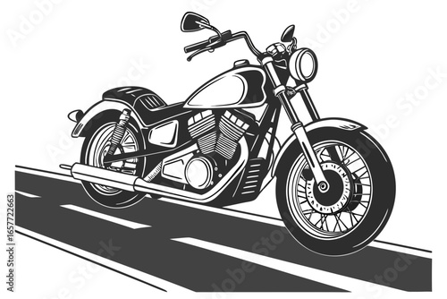 Cruiser Motorcycle Vector Illustration: Stock Graphics