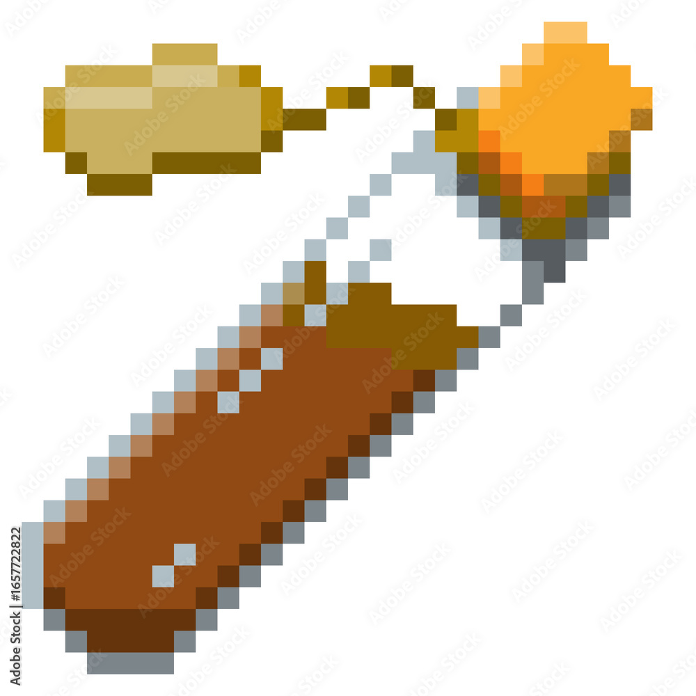 Naklejka premium Game ready 32 bit Small Potion Bottle with label pixel art