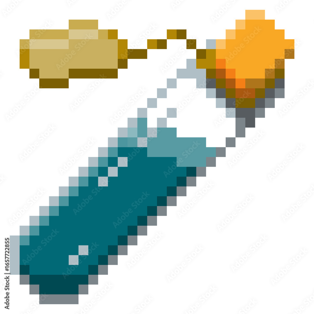 Naklejka premium Game ready 32 bit Small Potion Bottle with label pixel art