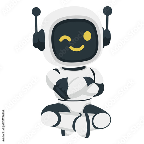 Illustration of a Friendly Winking Robot