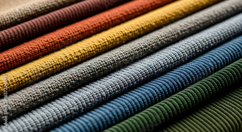 Elegant Close-up Row Of Colorful Corduroy Textile Material Texture