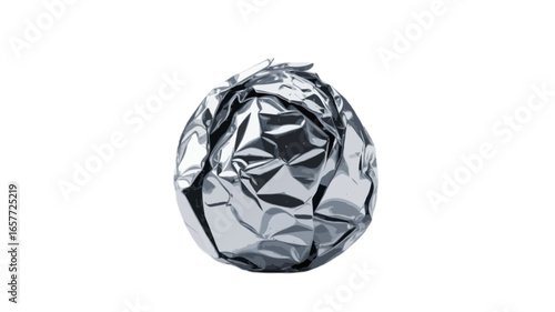 crumpled aluminum foil isolated on transparent background