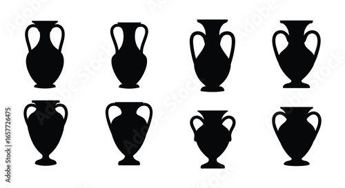 A collection of black trophy silhouettes in various shapes and sizes