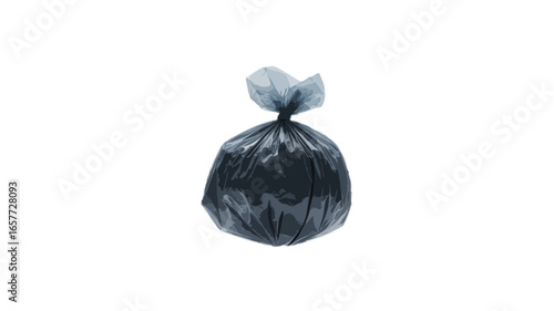 black plastic trash bag isolated on transparent background 