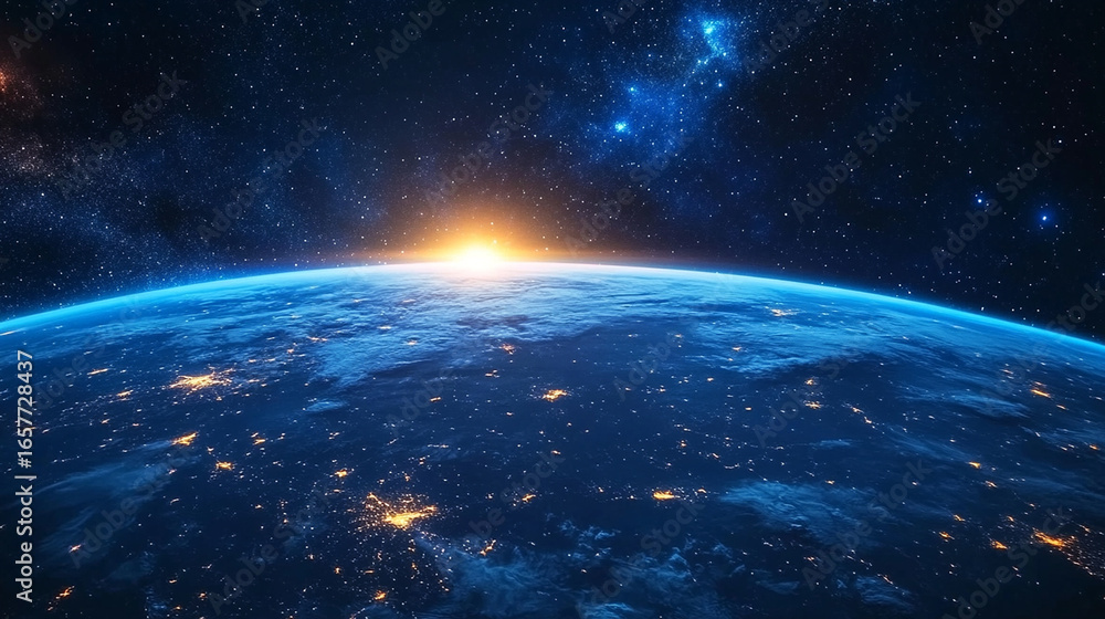 Fototapeta premium Earth at Night: City Lights Forming Civilization’s Glowing Veins (Space Aerial)