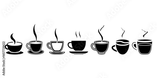 Coffee Cup Collection Steaming Beverages Icons