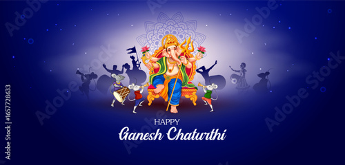 Lord Ganapati for Happy Ganesh Chaturthi festival religious banner background