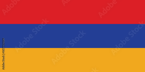 The national flag of armenia featuring horizontal stripes of red, blue, and gold, simple flat design vector clipart, can use for travel or politics