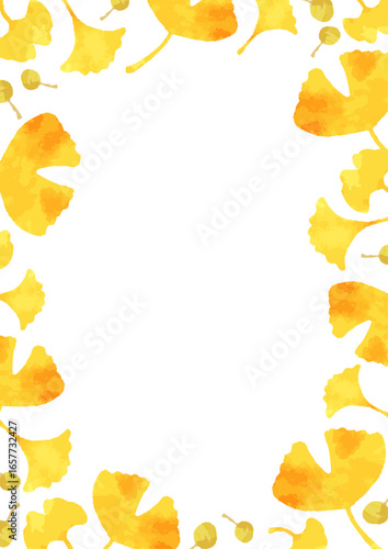 明るいイチョウの葉のフレームイラスト