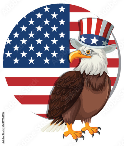 Patriotic Eagle with American Flag Background