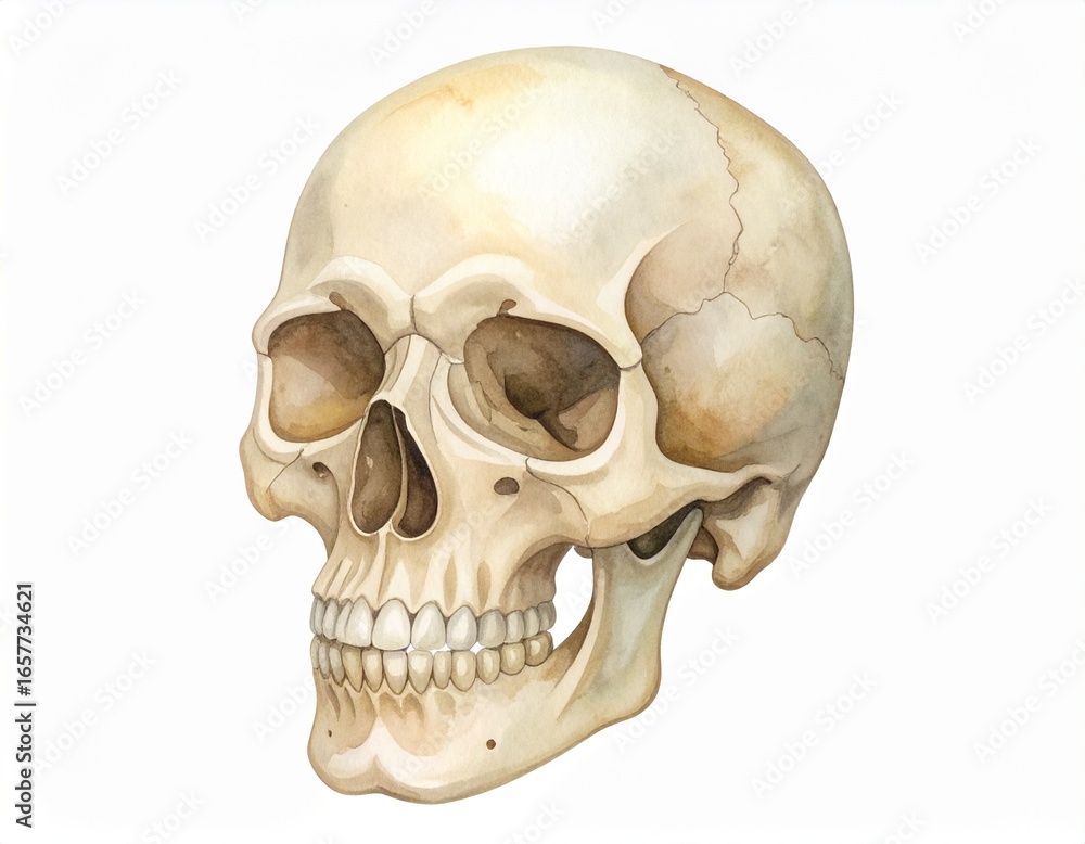 Obraz premium Creepy Skeleton Skull Halloween Illustration