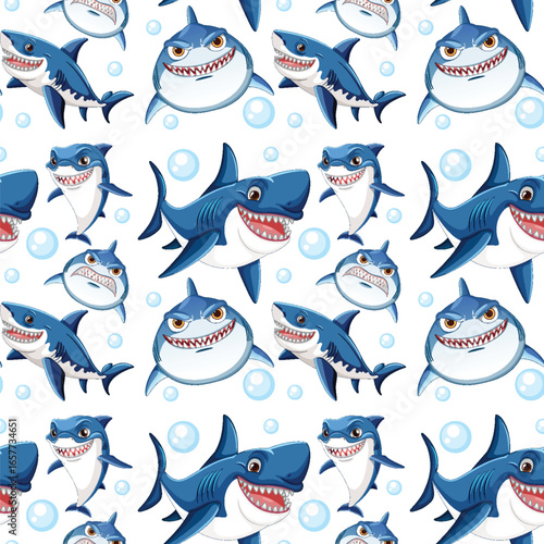 Playful Sharks and Bubbles Pattern