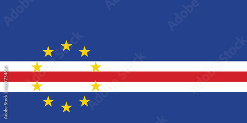 The national flag of cape verde with blue, white, and red horizontal stripes, simple flat design vector clipart, can use for travel or politics
