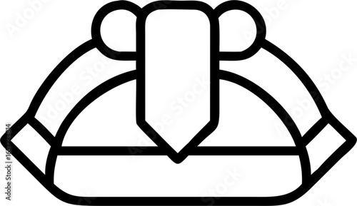 Minimalist monoline outline vector icon of a single piece of nigiri sushi. This clean and simple Japanese food symbol represents traditional cuisine
