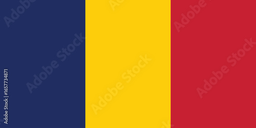 The national flag of chad featuring vertical stripes of blue, yellow, and red, simple flat design vector clipart, can use for travel or politics
