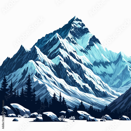 vector illustration of mountain everest 