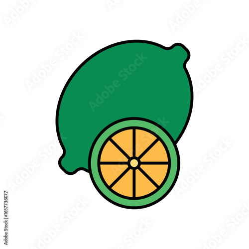 Lime Fruit Lineal Color Icon: Citrus and Fresh Produce