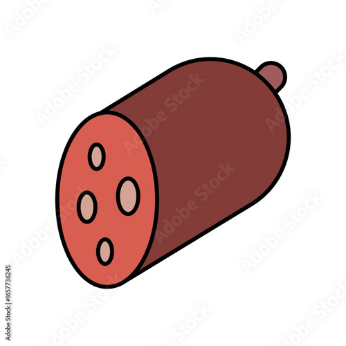 Salami Meat Lineal Color Icon: Food and Deli Meat
