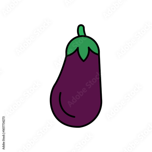 Aubergine Vegetable Lineal Color Icon: Healthy Food and Produce
