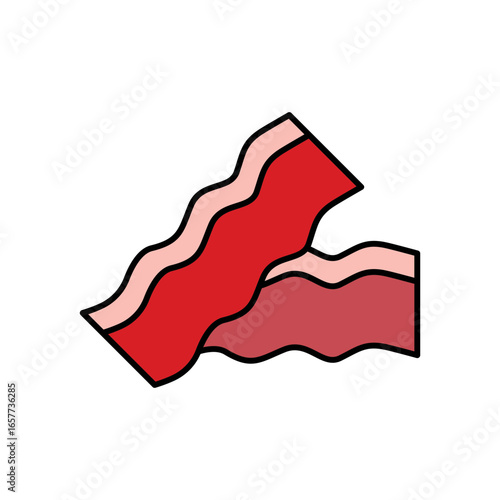 Bacon Meat Lineal Color Icon: Breakfast Food and Cooking Ingredient