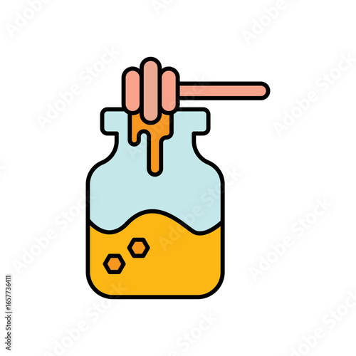 Honey Sweet Lineal Color Icon: Natural Food and Cooking Ingredient