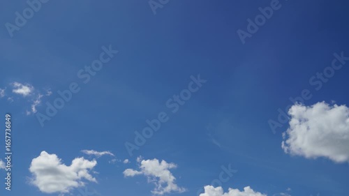 clouds and blue sunny sky,  white clouds over blue sky, Aerial view,  nature, blue sky, white clear weather. Time lapse video 4 K.