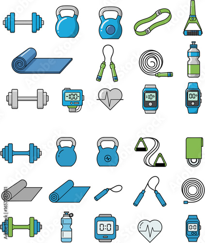 Fitness Icons Dumbbells, Kettlebells, Jump Ropes, and More