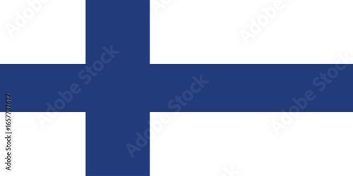 The national flag of finland featuring a blue nordic cross isolated on white, simple flat design vector clipart, can use for travel or politics
