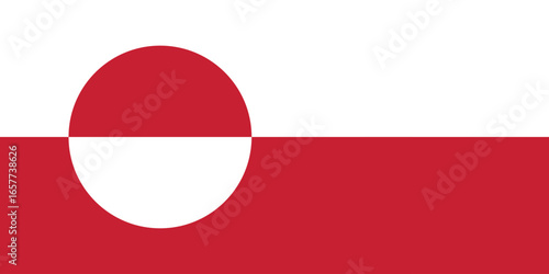 The flag of greenland with a red and white circle isolated on white, simple flat design vector clipart, can use for travel or politics