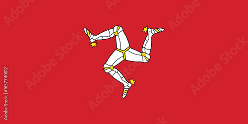 The flag of the isle of man featuring a triskelion isolated on white, simple flat design vector clipart, can use for travel or politics