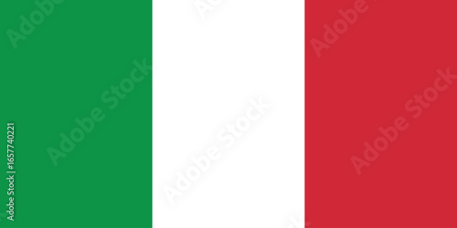 The italian flag isolated on white with green, white, and red stripes, simple flat design vector clipart, can use for travel or politics