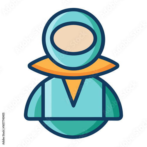 Illustration of a muslim woman wearing a hijab, representing islam and traditional culture